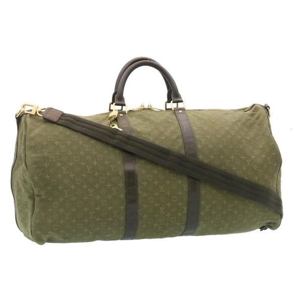 LOUIS VUITTON Monogram Mini Keepall Bandouliere55 Boston Bag Khaki Auth 29090SV - Picture 1 of 16